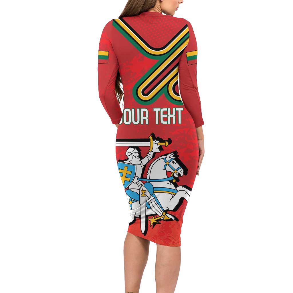 Personalized Lithuania Coat Of Arms Family Matching Long Sleeve Bodycon Dress and Hawaiian Shirt Special Version - Wonder Print Shop