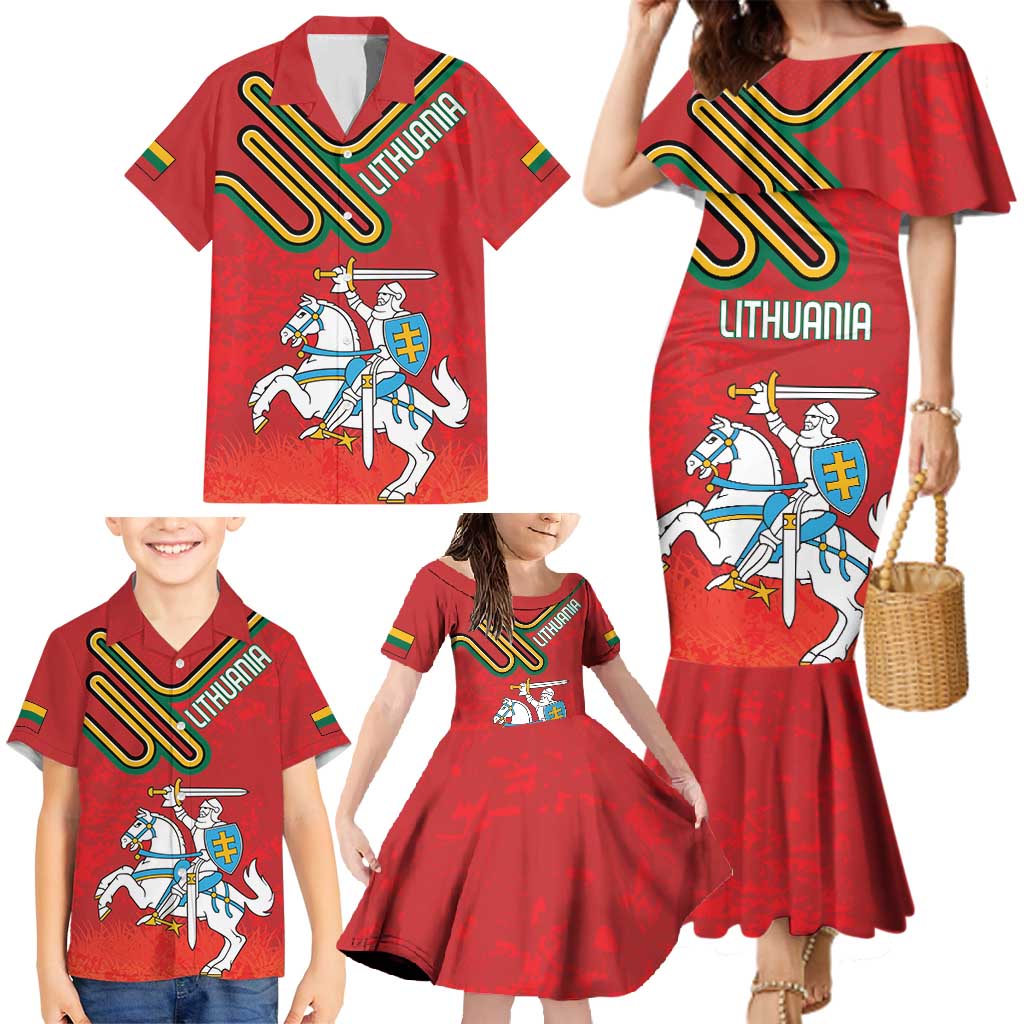 Personalized Lithuania Coat Of Arms Family Matching Mermaid Dress and Hawaiian Shirt Special Version - Wonder Print Shop