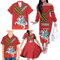 Personalized Lithuania Coat Of Arms Family Matching Off The Shoulder Long Sleeve Dress and Hawaiian Shirt Special Version - Wonder Print Shop