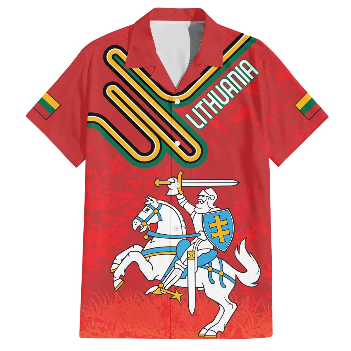 Personalized Lithuania Coat Of Arms Family Matching Off The Shoulder Long Sleeve Dress and Hawaiian Shirt Special Version - Wonder Print Shop