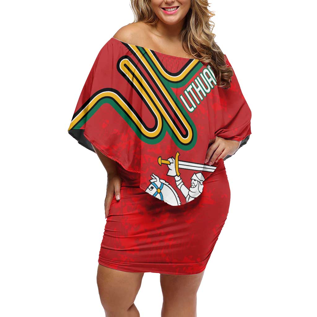 Personalized Lithuania Coat Of Arms Family Matching Off Shoulder Short Dress and Hawaiian Shirt Special Version - Wonder Print Shop