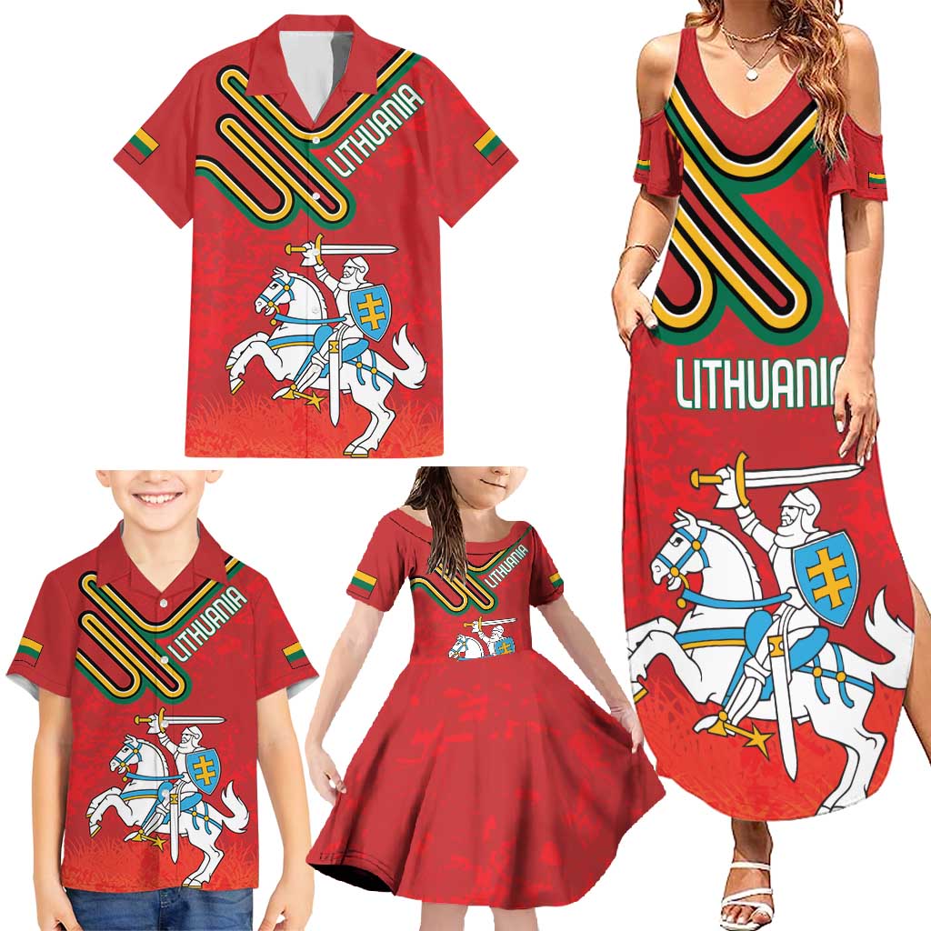 Personalized Lithuania Coat Of Arms Family Matching Summer Maxi Dress and Hawaiian Shirt Special Version - Wonder Print Shop