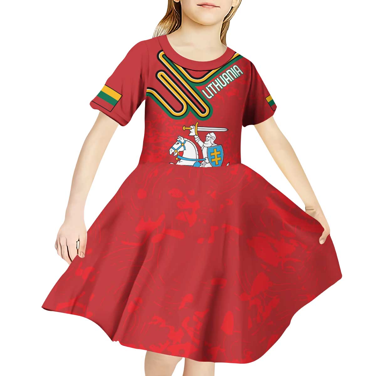 Personalized Lithuania Coat Of Arms Kid Short Sleeve Dress Special Version - Wonder Print Shop