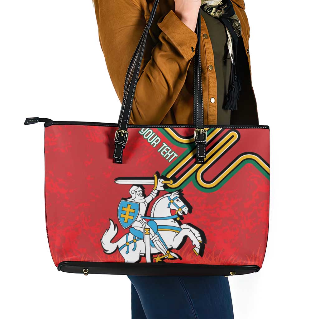 Personalized Lithuania Coat Of Arms Leather Tote Bag Special Version - Wonder Print Shop