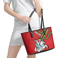 Personalized Lithuania Coat Of Arms Leather Tote Bag Special Version - Wonder Print Shop
