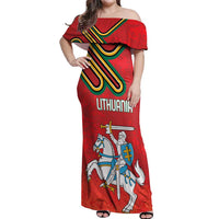 Personalized Lithuania Coat Of Arms Off Shoulder Maxi Dress Special Version - Wonder Print Shop