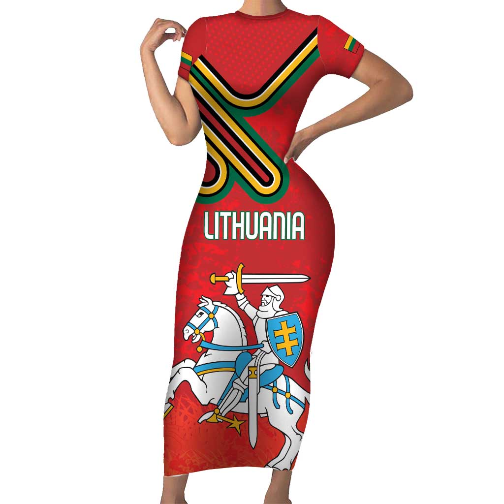 Personalized Lithuania Coat Of Arms Short Sleeve Bodycon Dress Special Version - Wonder Print Shop