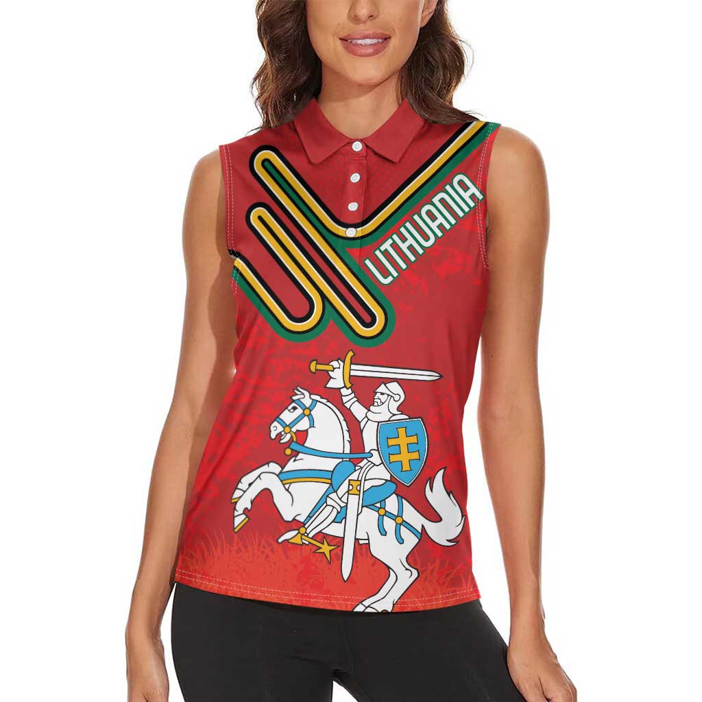 Personalized Lithuania Coat Of Arms Women Sleeveless Polo Shirt Special Version - Wonder Print Shop