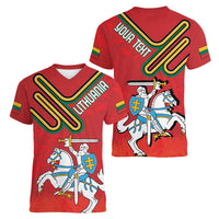 Personalized Lithuania Coat Of Arms Women V-Neck T-Shirt Special Version - Wonder Print Shop
