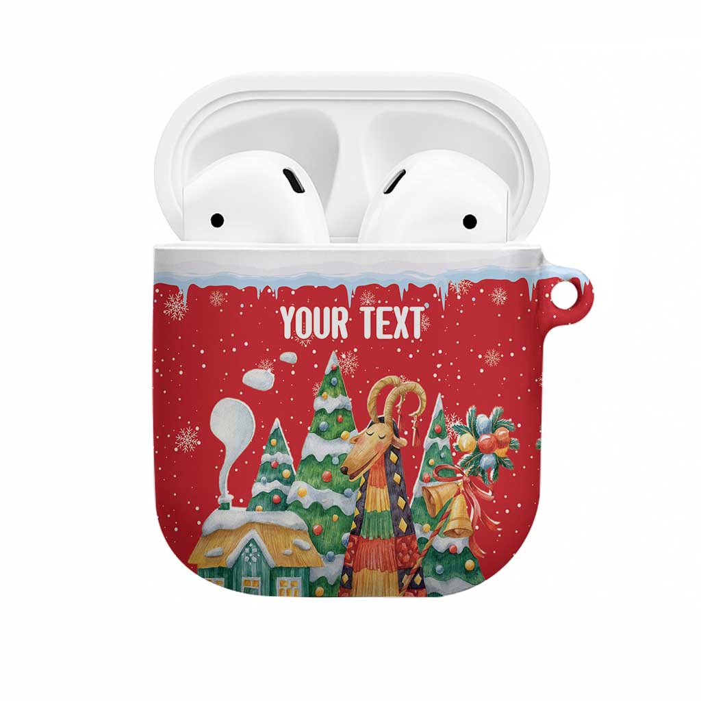 Romania Christmas Personalized AirPods Case Romanian Folklore Capra Goat - Wonder Print Shop