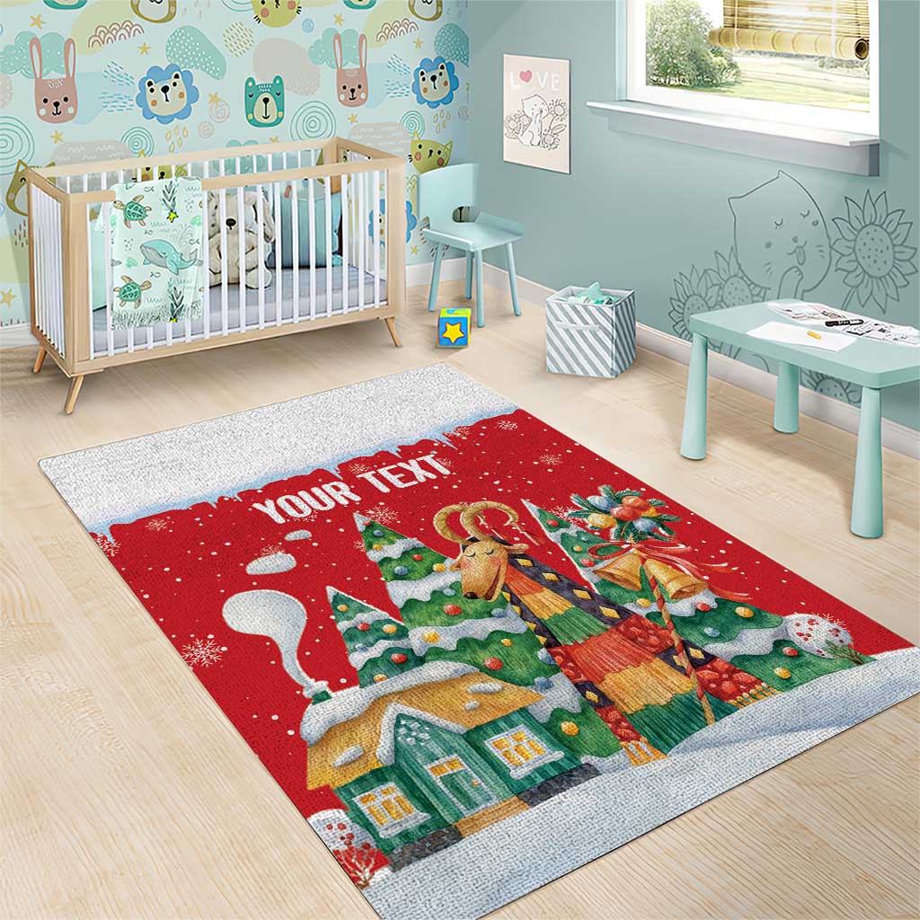 Romania Christmas Personalized Area Rug Romanian Folklore Capra Goat - Wonder Print Shop