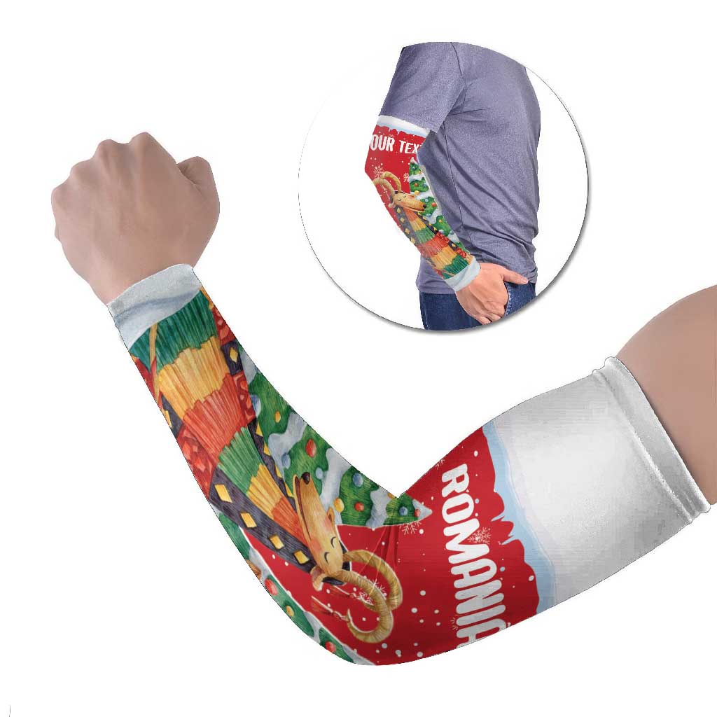Romania Christmas Personalized Arm Sleeves Romanian Folklore Capra Goat - Wonder Print Shop