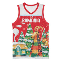 Romania Christmas Personalized Basketball Jersey Romanian Folklore Capra Goat - Wonder Print Shop