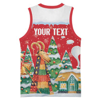 Romania Christmas Personalized Basketball Jersey Romanian Folklore Capra Goat - Wonder Print Shop