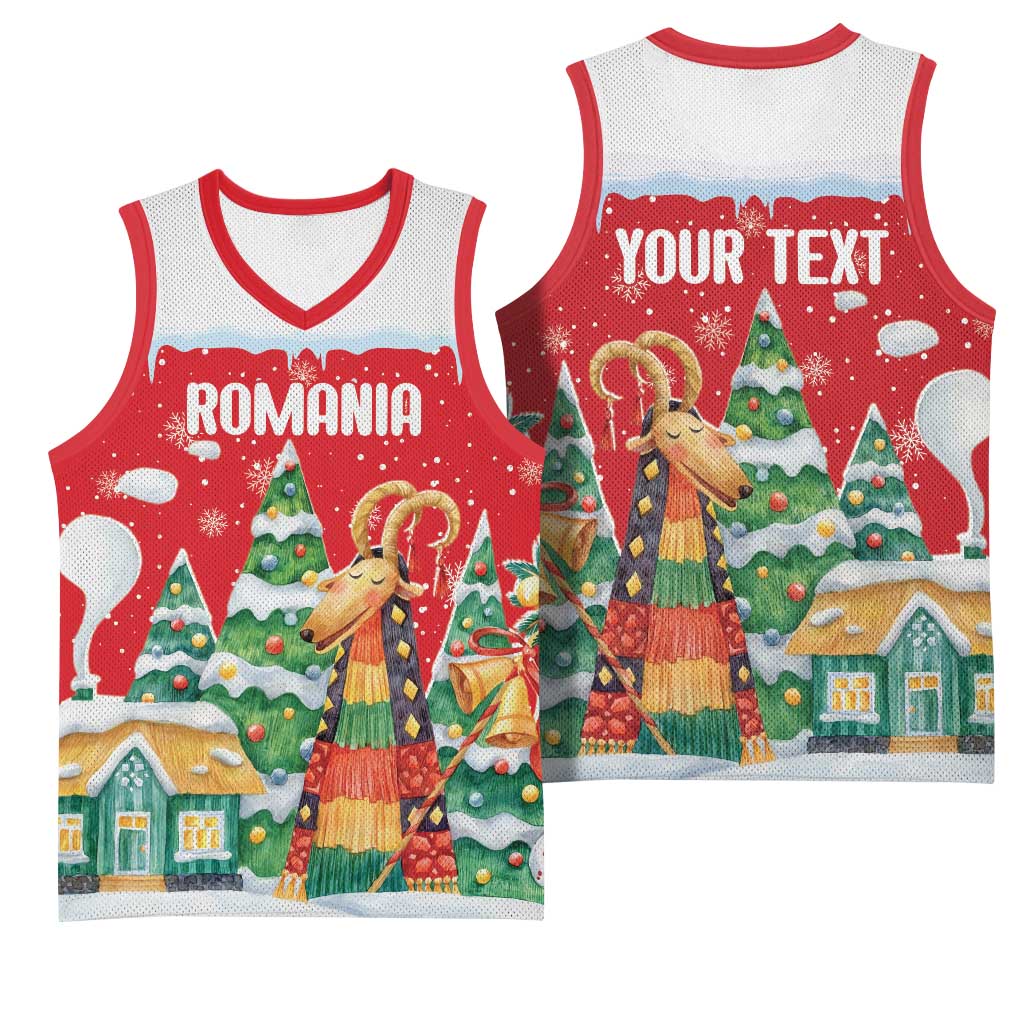 Romania Christmas Personalized Basketball Jersey Romanian Folklore Capra Goat - Wonder Print Shop