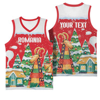 Romania Christmas Personalized Basketball Jersey Romanian Folklore Capra Goat - Wonder Print Shop