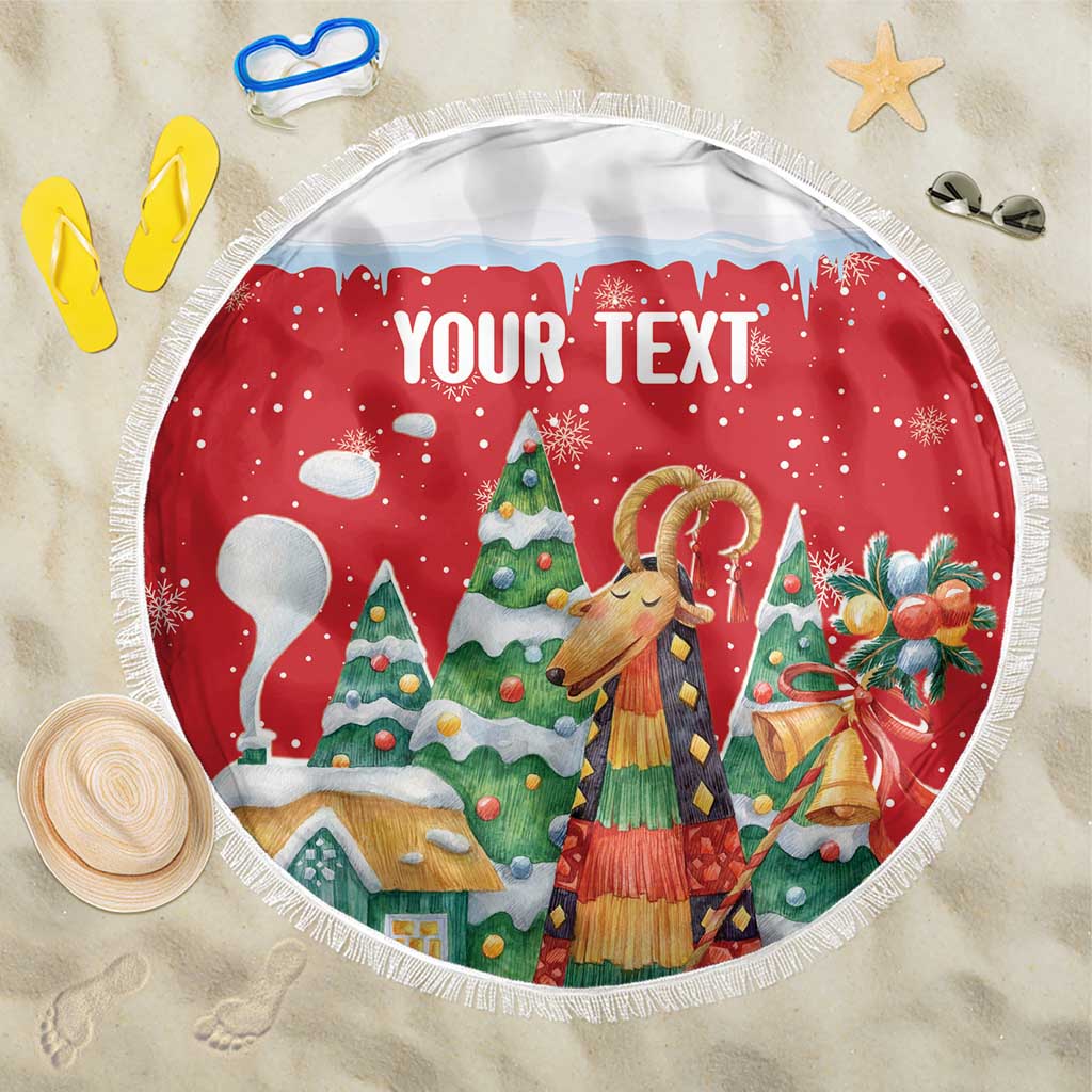 Romania Christmas Personalized Beach Blanket Romanian Folklore Capra Goat - Wonder Print Shop