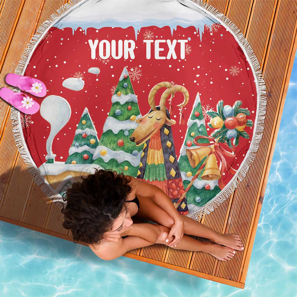 Romania Christmas Personalized Beach Blanket Romanian Folklore Capra Goat - Wonder Print Shop