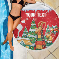 Romania Christmas Personalized Beach Blanket Romanian Folklore Capra Goat - Wonder Print Shop