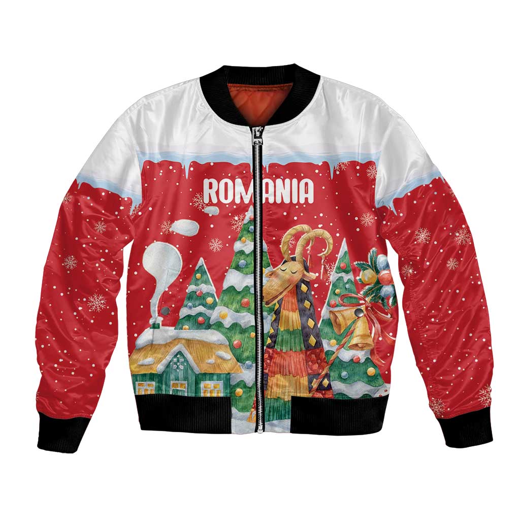 Romania Christmas Personalized Bomber Jacket Romanian Folklore Capra Goat - Wonder Print Shop