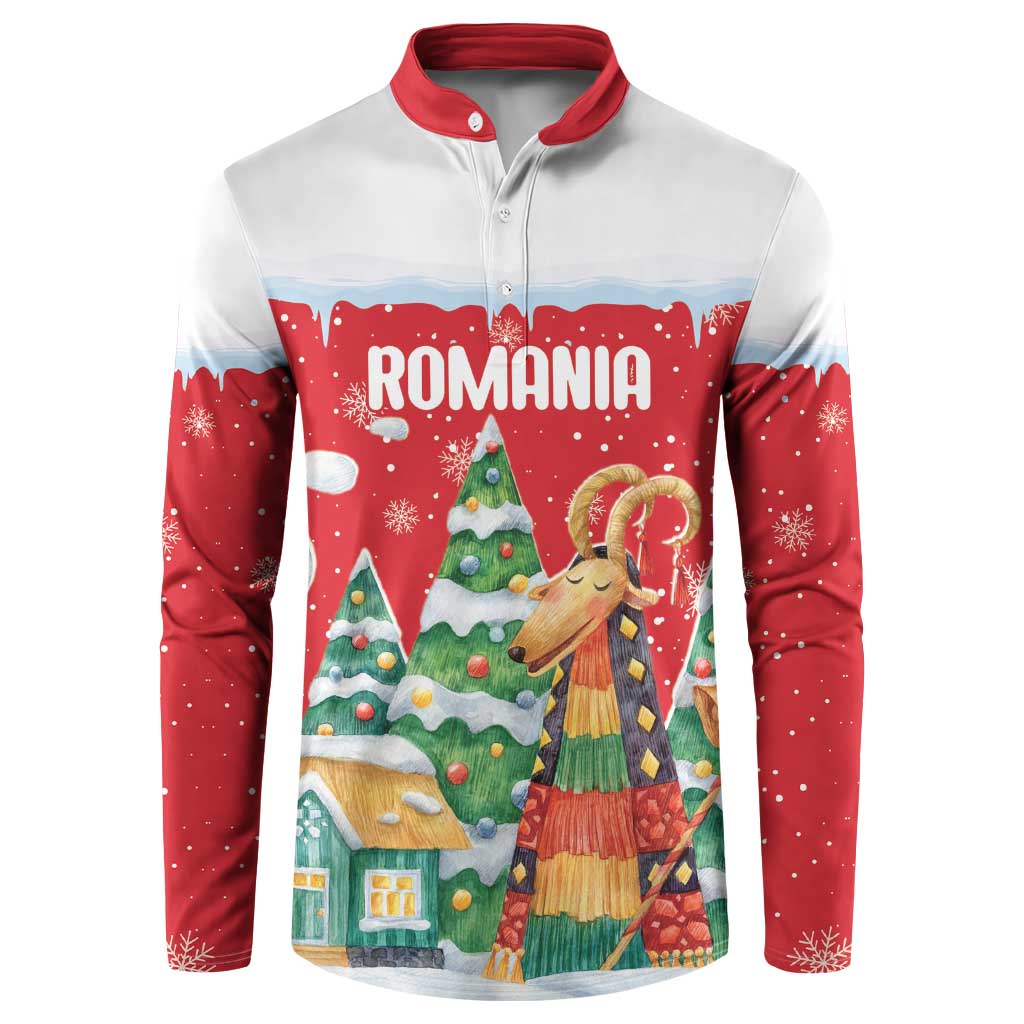 Romania Christmas Personalized Button Sweatshirt Romanian Folklore Capra Goat - Wonder Print Shop