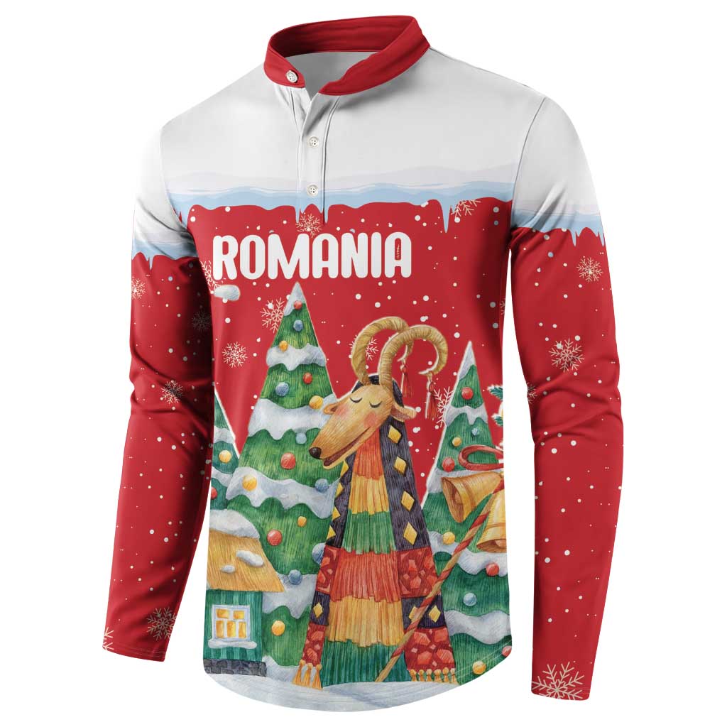 Romania Christmas Personalized Button Sweatshirt Romanian Folklore Capra Goat - Wonder Print Shop