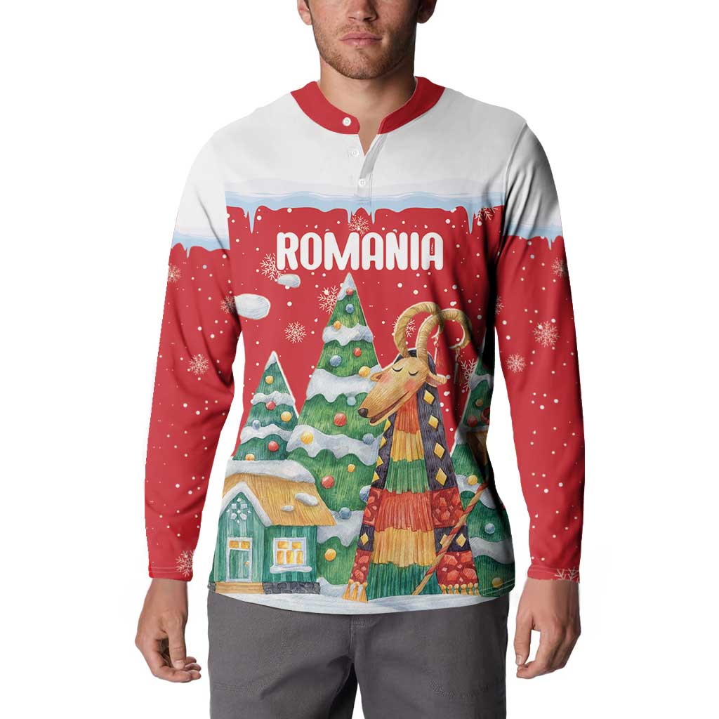 Romania Christmas Personalized Button Sweatshirt Romanian Folklore Capra Goat - Wonder Print Shop