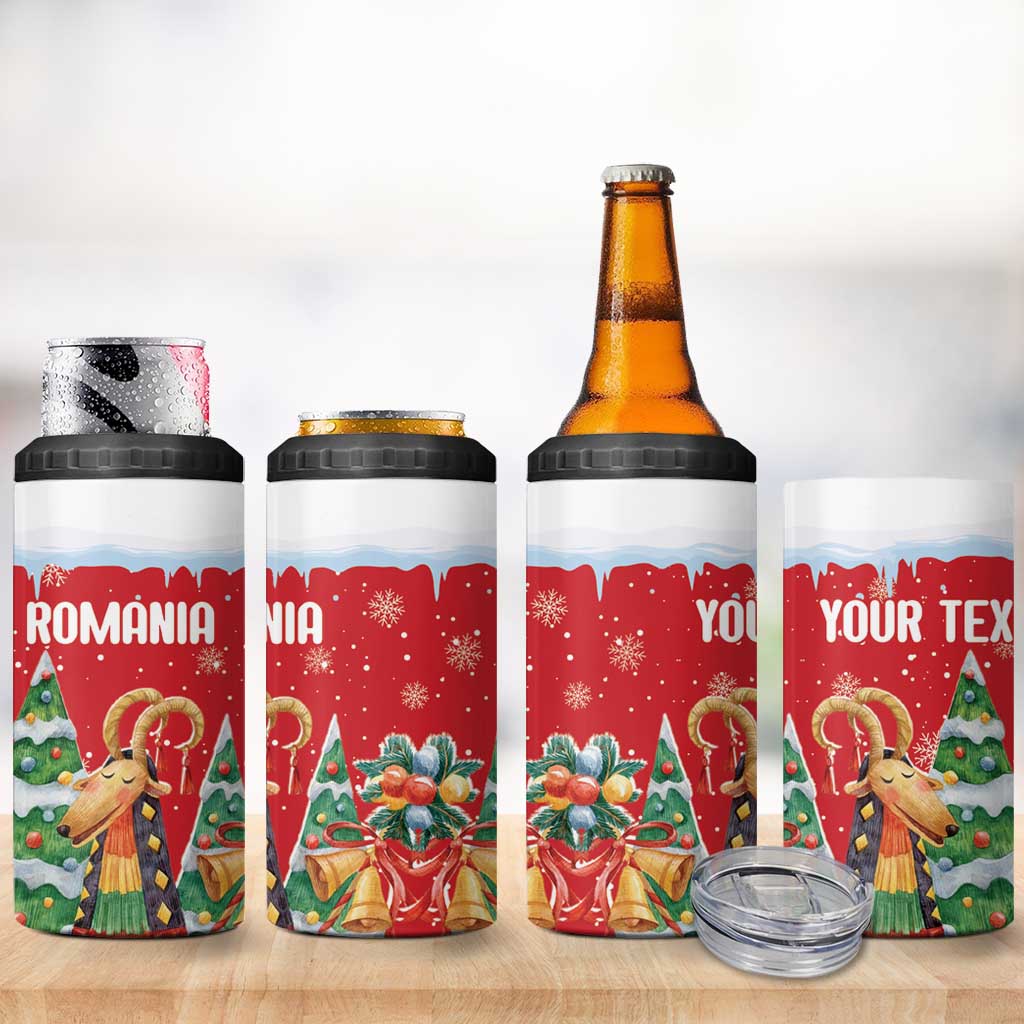 Romania Christmas Personalized 4 in 1 Can Cooler Tumbler Romanian Folklore Capra Goat - Wonder Print Shop