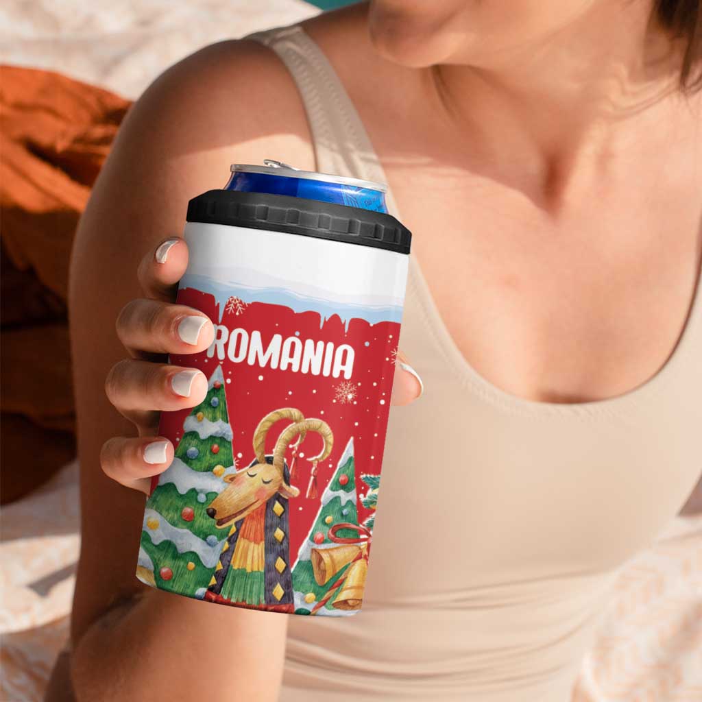 Romania Christmas Personalized 4 in 1 Can Cooler Tumbler Romanian Folklore Capra Goat - Wonder Print Shop