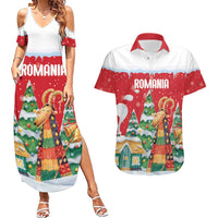 Romania Christmas Personalized Couples Matching Summer Maxi Dress and Hawaiian Shirt Romanian Folklore Capra Goat - Wonder Print Shop