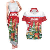 Romania Christmas Personalized Couples Matching Tank Maxi Dress and Hawaiian Shirt Romanian Folklore Capra Goat - Wonder Print Shop