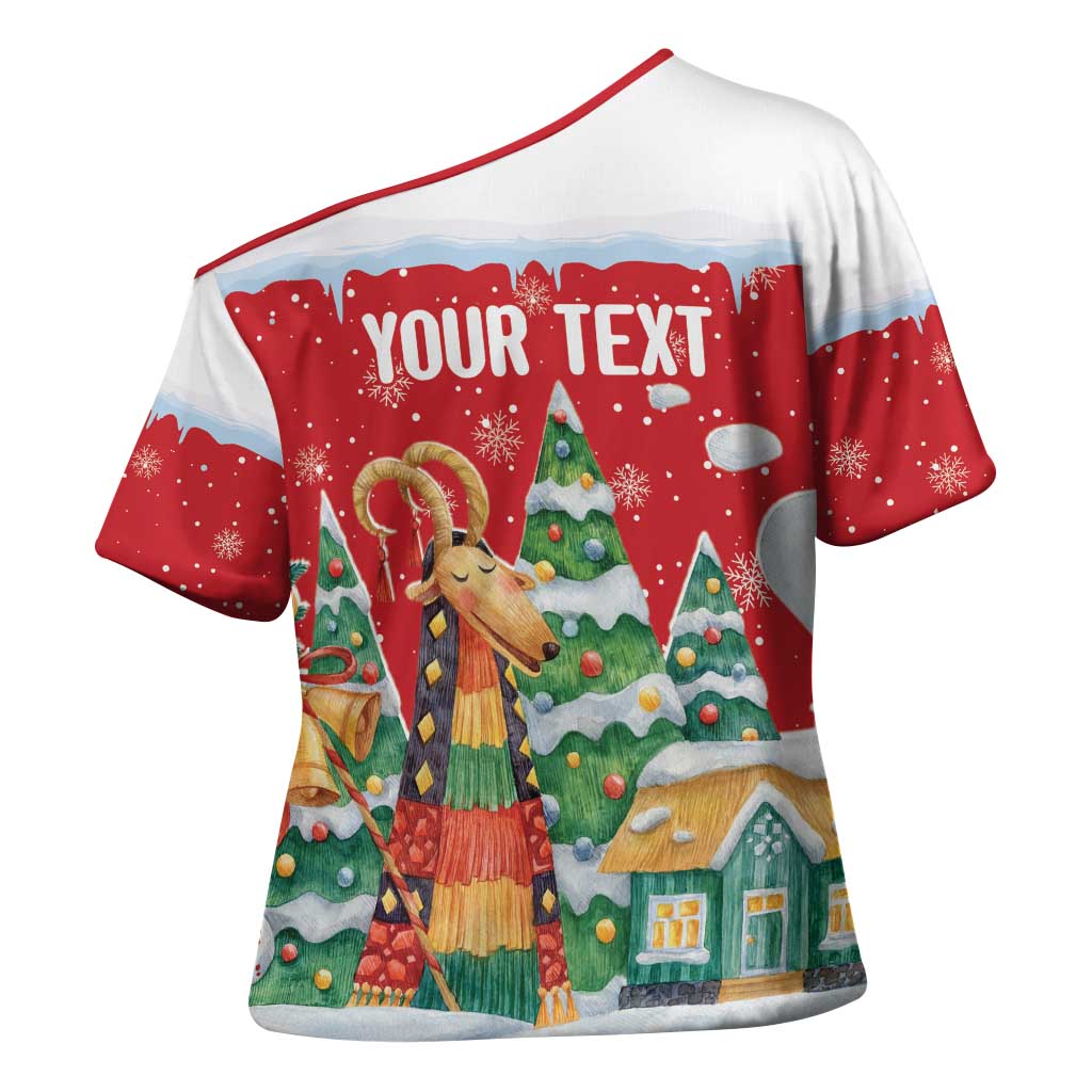 Romania Christmas Personalized Cross Shoulder Shirt Romanian Folklore Capra Goat - Wonder Print Shop