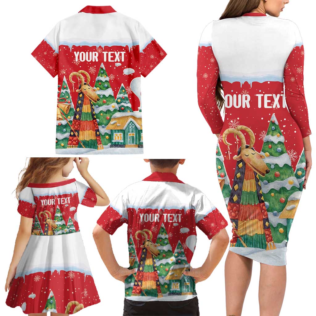 Romania Christmas Personalized Family Matching Long Sleeve Bodycon Dress and Hawaiian Shirt Romanian Folklore Capra Goat - Wonder Print Shop