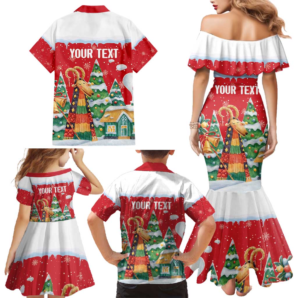 Romania Christmas Personalized Family Matching Mermaid Dress and Hawaiian Shirt Romanian Folklore Capra Goat - Wonder Print Shop