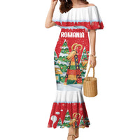 Romania Christmas Personalized Family Matching Mermaid Dress and Hawaiian Shirt Romanian Folklore Capra Goat - Wonder Print Shop