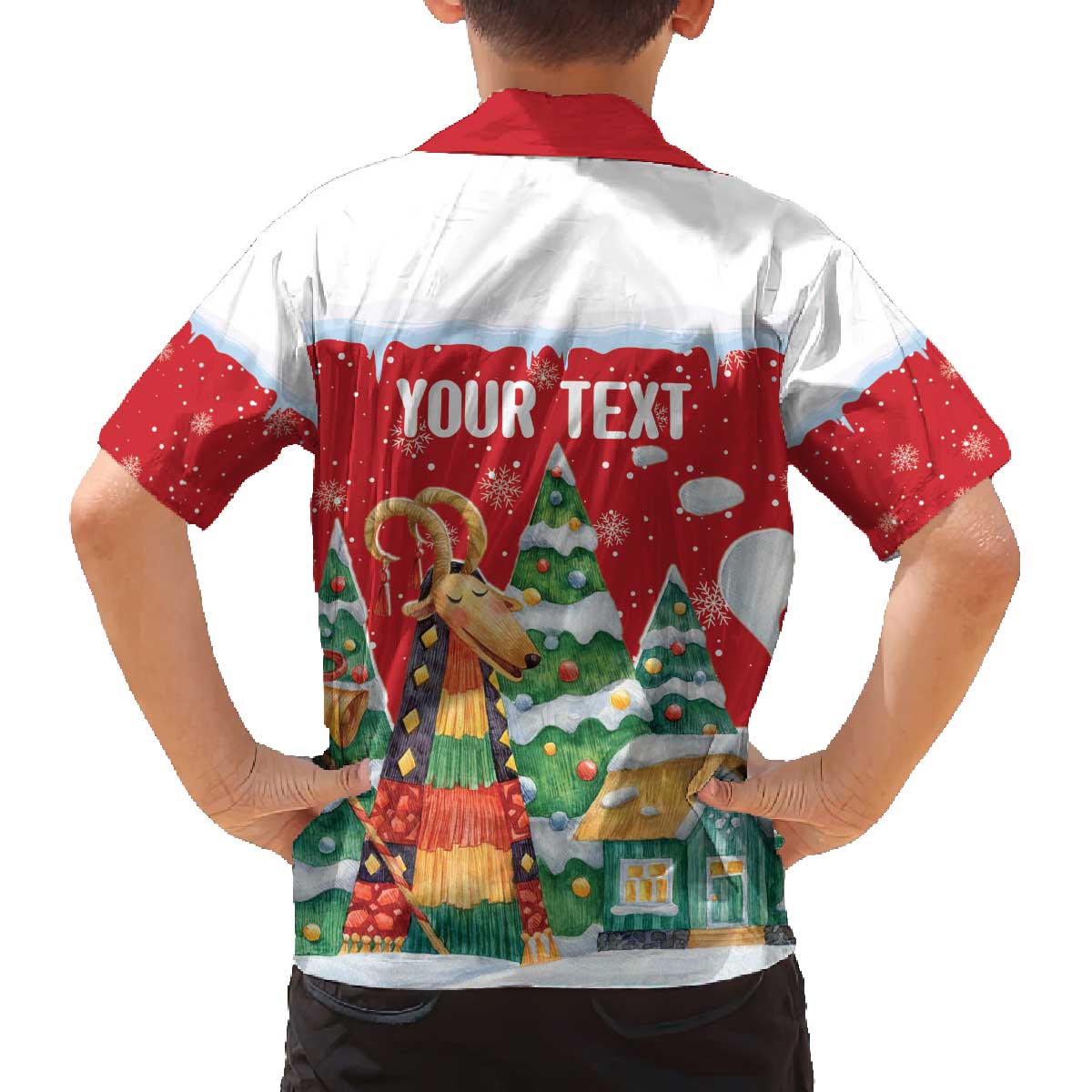 Romania Christmas Personalized Family Matching Off The Shoulder Long Sleeve Dress and Hawaiian Shirt Romanian Folklore Capra Goat - Wonder Print Shop