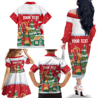 Romania Christmas Personalized Family Matching Off The Shoulder Long Sleeve Dress and Hawaiian Shirt Romanian Folklore Capra Goat - Wonder Print Shop