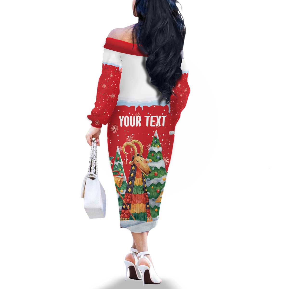 Romania Christmas Personalized Family Matching Off The Shoulder Long Sleeve Dress and Hawaiian Shirt Romanian Folklore Capra Goat - Wonder Print Shop