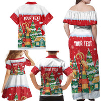 Romania Christmas Personalized Family Matching Off Shoulder Maxi Dress and Hawaiian Shirt Romanian Folklore Capra Goat - Wonder Print Shop