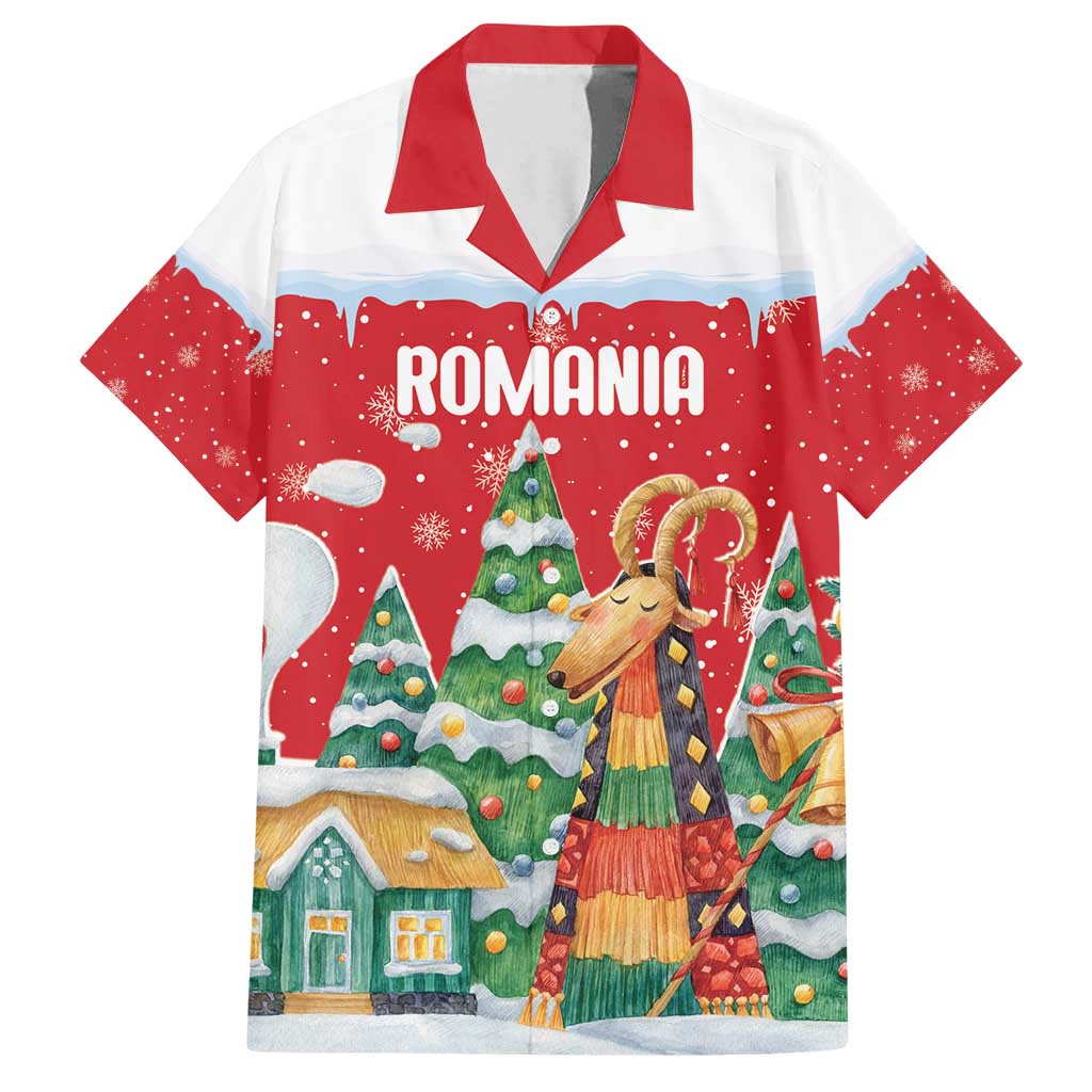 Romania Christmas Personalized Family Matching Off Shoulder Short Dress and Hawaiian Shirt Romanian Folklore Capra Goat - Wonder Print Shop