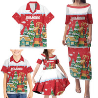 Romania Christmas Personalized Family Matching Puletasi and Hawaiian Shirt Romanian Folklore Capra Goat - Wonder Print Shop