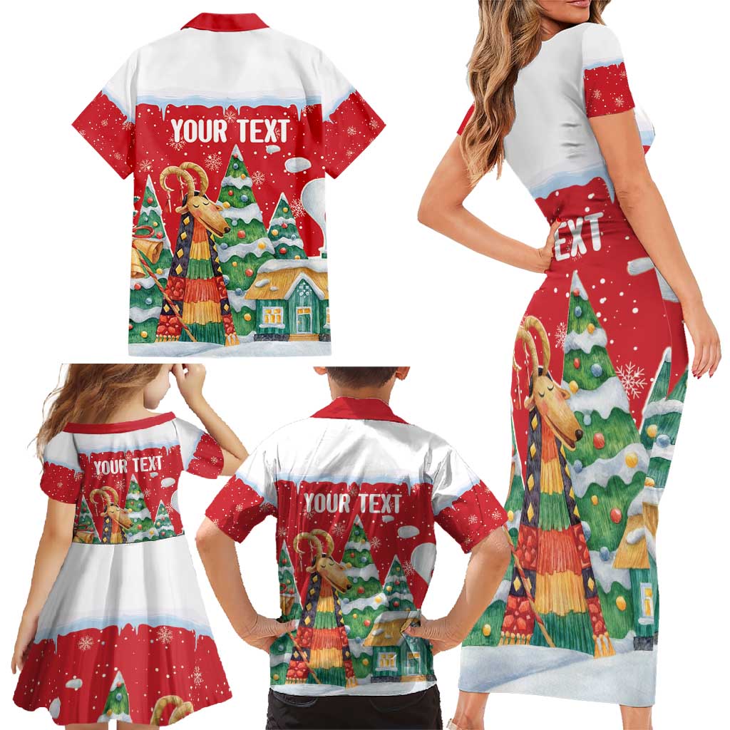 Romania Christmas Personalized Family Matching Short Sleeve Bodycon Dress and Hawaiian Shirt Romanian Folklore Capra Goat - Wonder Print Shop