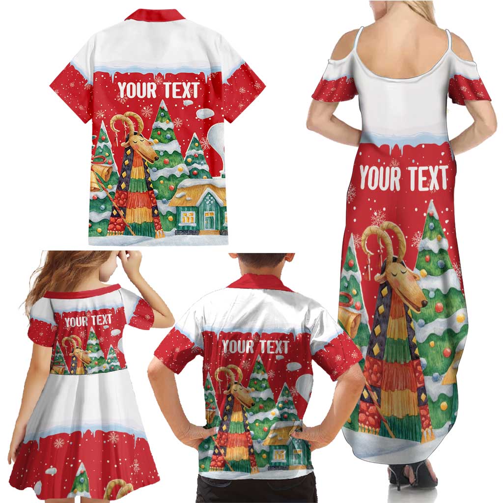 Romania Christmas Personalized Family Matching Summer Maxi Dress and Hawaiian Shirt Romanian Folklore Capra Goat - Wonder Print Shop