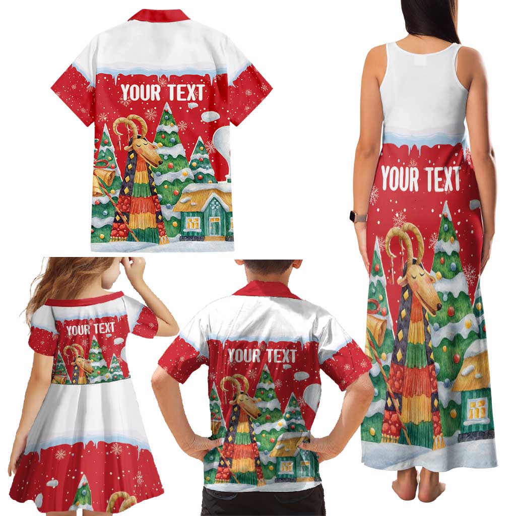Romania Christmas Personalized Family Matching Tank Maxi Dress and Hawaiian Shirt Romanian Folklore Capra Goat - Wonder Print Shop
