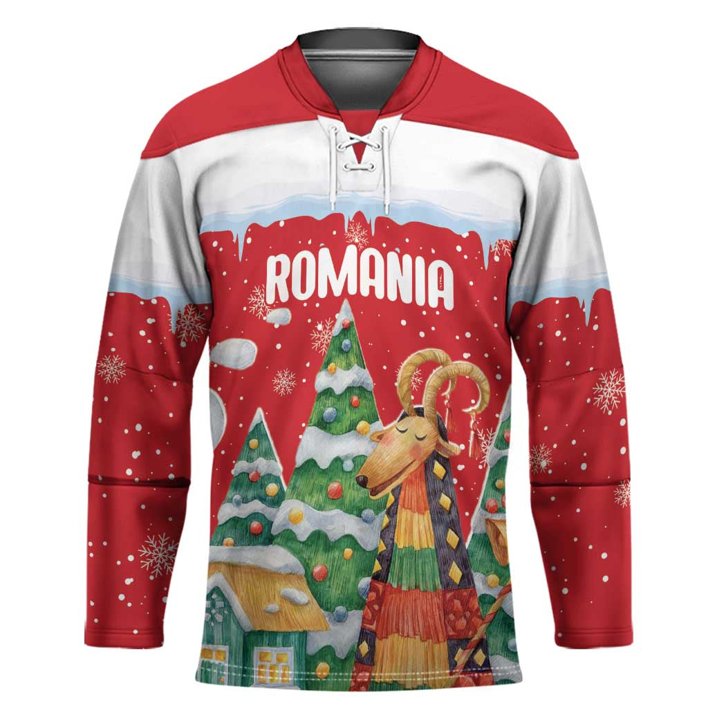 Romania Christmas Personalized Hockey Jersey Romanian Folklore Capra Goat - Wonder Print Shop