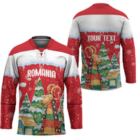 Romania Christmas Personalized Hockey Jersey Romanian Folklore Capra Goat - Wonder Print Shop