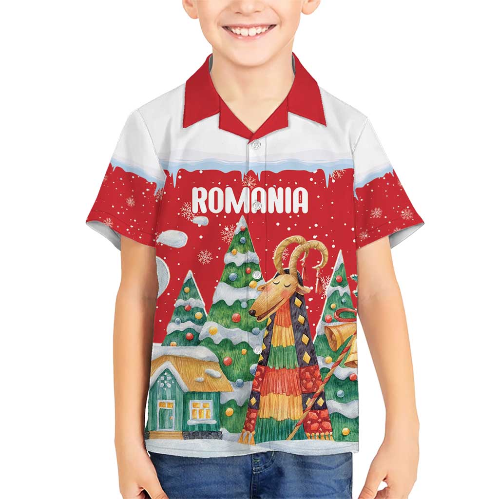 Romania Christmas Personalized Kid Hawaiian Shirt Romanian Folklore Capra Goat - Wonder Print Shop