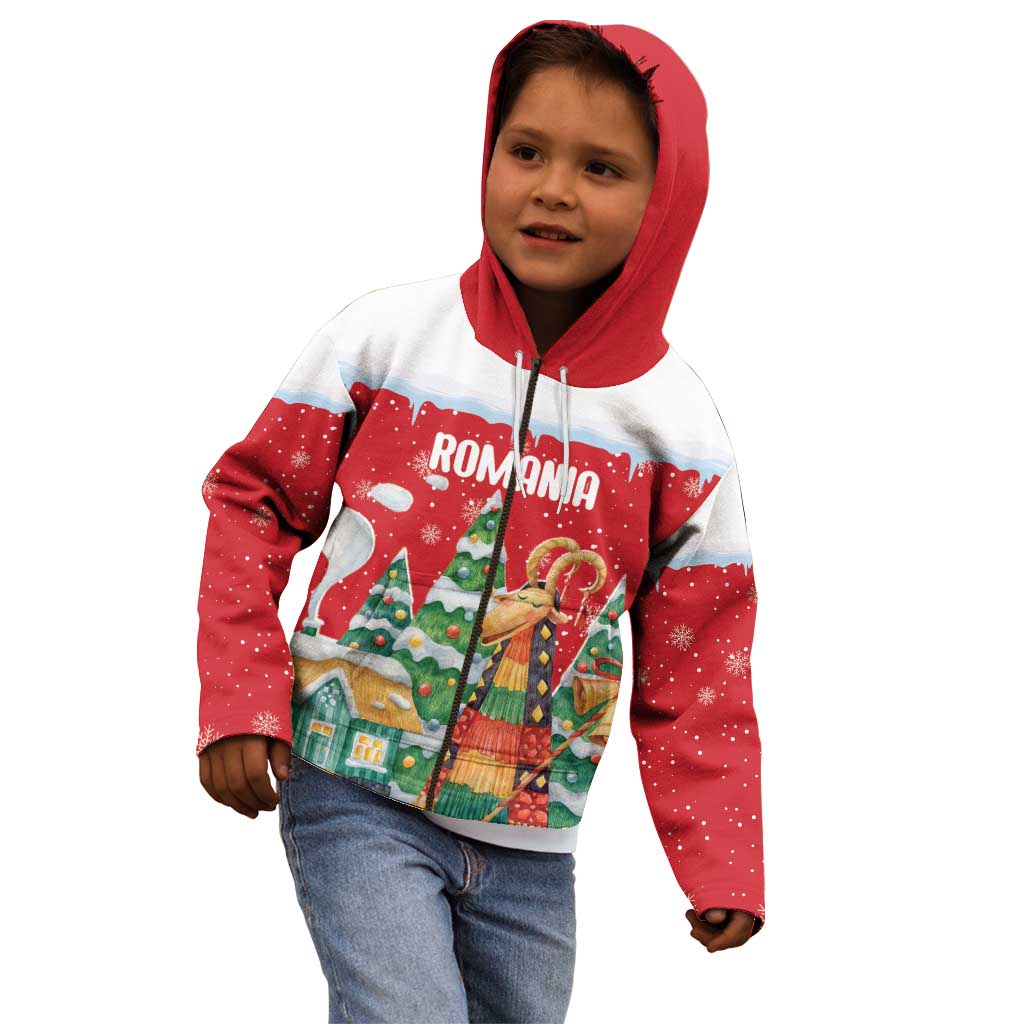 Romania Christmas Personalized Kid Hoodie Romanian Folklore Capra Goat - Wonder Print Shop