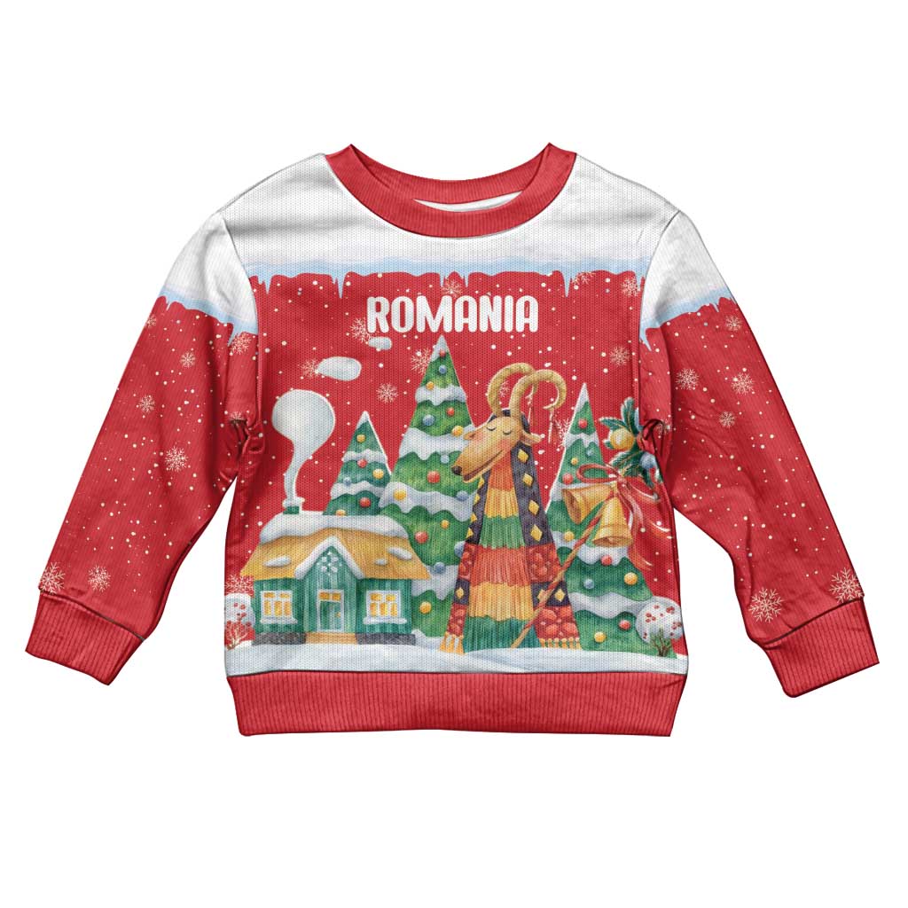 Romania Christmas Personalized Kid Ugly Christmas Sweater Romanian Folklore Capra Goat - Wonder Print Shop