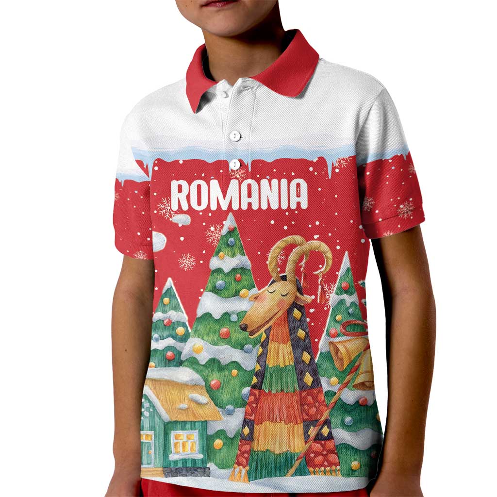 Romania Christmas Personalized Kid Polo Shirt Romanian Folklore Capra Goat - Wonder Print Shop